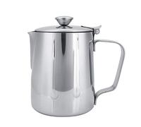 MAGT Taza de café, Jarra De Leche De Acero Inoxidable con Tapa, Taza de Acero Inoxidable Jarra de Espuma de Leche para café con Leche Arte(350ML)