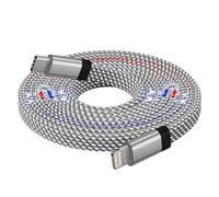 Magtame Cable USB C a Light-ning Magnético para i-Phone, Cable de Cargador en Espiral de 1.5M de Nylon Trenzado, Cable de Transferencia Certificado por MFi Compatible con i-Phone 14/13/12/11 SE Plano