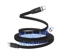 Magtame Cable USB C a USB C de 5 ft/1,5 m, carga rápida de 60 W y cable de datos, cable plano tipo C autoenrollable, para i-Phone 17/16/15, Galaxy, ordenador portátil, hogar