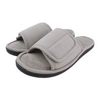 Magtoe Pantuflas de casa ajustables para hombre, suaves, puntera abierta, transpirables, para interiores, sandalias con espuma viscoelástica para el hogar, dormitorio, todas las estaciones, Grisclaro