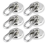 MAGXCENE 6 Piezas 36mm Ganchos Magnéticos 40KG Fuerza de Atracción, Imanes Neodimio Gancho 360 ° Gancho Magnético Giratorio, Imanes con Gancho para Refrigerador de Cocina, Techo, Parrilla, Garaje