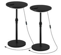 MAHANCRIS Conjunto de 2 Mesas de Cóctel Elevables de 48,5 a 66 cm con Luces LED y Posavasos, para Espacios Reducidos, Sala de Estar, Dormitorio, Terraza, Negro AETBK32E01S2