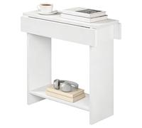MAHANCRIS Mesa Auxiliar Plegable, Mesa de Centro, Mesita de Sofá con Estante Inferior, Mesilla de Noche, para Espacios Reducidos, Salón, Dormitorio, Blanco AETWT7401