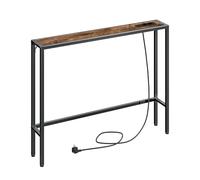 MAHANCRIS Mesa de Entrada de 100 cm, Aparador con Enchufe y Puerto USB, Mesita Auxiliar de Sofá Larga y Estrecha, Consola de Pasillo, para Pasillo, Salón, Marrón Vintage y Negro ACTHR968UE01