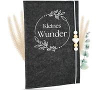 MAHEWA® Funda para pasaporte de maternidad de alta calidad de tejido de fieltro para pasaporte de maternidad, hecha a mano, diseño de "pequeño milagro" 2, antracita)