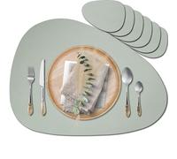 Mahewa® Juego de 6 manteles individuales premium de imitación de piel, de piel sintética, lavables e impermeables, manteles individuales con aspecto de piel (ovalado, salvia)