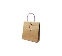 MAHIONG 15 bolsas de papel con asa, bolsas de regalo de 18 x 6 x 18,5 cm, color marrón, papel kraft con cierre de botón, reutilizables, pequeñas bolsas de papel para café, pan, galletas, regalos
