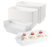 MAHIONG Paquete de 100 cajas de embutidos con tapas transparentes, 19 x 8,5 x 6,5 cm, cajas de cartón blanco para sándwiches, galletas, panadería, embutidos, embalaje de pasteles
