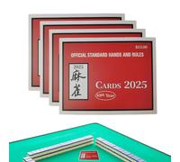 Mahjong Cards 2025, juego de referencia de reglas de 4 piezas, guía de juego impresa grande, material laminado, diseño fácil de leer, para principiantes, práctica de viaje, liga de torneos