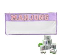 Mahjong - de Azulejos de PVC Transparente con Cremallera, Gran Capacidad, Resistente al Agua, para Viajes por Noches de Juegos, 20.87 x 9.84 x 0.79 Pulgadas, 1 Unidad