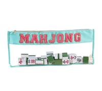 Mahjong - de Azulejos de PVC Transparente con Cremallera, Gran Capacidad, Resistente al Agua, para Viajes por Noches de Juegos, 20.87 x 9.84 x 0.79 Pulgadas, 1 Unidad