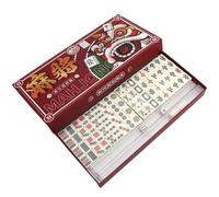 Mahjong Game Set, Mini Travel Edition, 144 Tiles with 2 Dice, Compact Chinese Board Game Kit, Family Party Entertainment Case for Men Women Leisure Playing Gift Supplies, 0.8 * 0.5 * 0.4 Inches