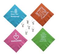Mahjong Mah Jongg 6 vinos encanto y 20 servilletas de cóctel, color rosa, verde, naranja, azul y rojo