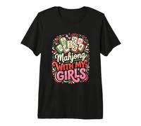 Mahjong Player Azulejos Mahjong con Mis Chicas Camiseta Premium
