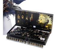 Mahjong Set - 144 piezas de azulejos de oro negro | Juego de mesa Mahjong con 2 dados y 4 bandejas, para principiantes Viajes en casa y juegos de Comodidad portátil Agradable sensación de juego
