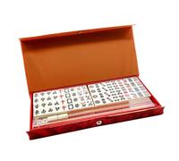 Mahjong Set - Juego de mesa portátil de viaje de 144 piezas, incluye dos dados de repuesto | Juego de Azulejos Chino Tradicional, Azulejos de Mahjong para principiantes, jugadores, viajes, reuniones