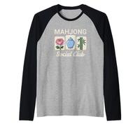 Mahjong Social Club Juego Noches Azulejos Camiseta Manga Raglan