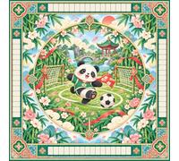 Mahjong Table Mat con Bolsa de Almacenamiento (Fútbol 09,90x90cm) | Mahjong Mat para Mahjong Juego de Mesa, Reducción de Ruido, Tapete Cartas para Juegos de Póquer, Azulejos, 3D Panda