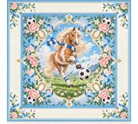 Mahjong Table Mat con Bolsa de Almacenamiento (Fútbol 10,90x90cm) | Mahjong Mat para Mahjong Juego de Mesa, Reducción de Ruido, Tapete Cartas para Juegos de Póquer, Azulejos, 3D Caballo