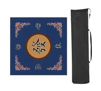 Mahjong Table Mat Tapetes for Juegos de Mesa, for Mesa con Bolsa de Almacenamiento, tapete de Mahjong Engrosado Antideslizante y con reducción de Ruido, for Mahjon Poker(BLU,90x90cm (35.43x35.43in))