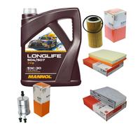 Mahle Inspección Set 5L mannol Longlife 504/507 5W-30 para Audi Tt 8J3 2.0 TTS