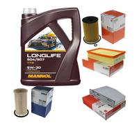 Mahle Inspección Set 5L mannol Longlife 504/507 5W-30 para VW Golf VI