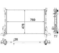 MAHLE Radiador refrigeración del motor Ancho de red 478mm Longitud de red 769mm Profundidad de red 26mm CR 84 000P