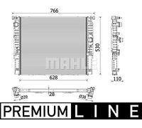 MAHLE Radiador refrigeración del motor Ancho de red 530mm Longitud de red 628mm Profundidad de red 28mm CR 2215 000P