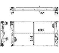 MAHLE Radiador refrigeración del motor Caja de cambios manual Ancho de red 348mm Longitud de red 600mm Profundidad de red 32mm CR 1083 000S
