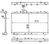 MAHLE Radiador refrigeración del motor Caja de cambios manual Ancho de red 375mm Longitud de red 711mm Profundidad de red 16mm CR 1314 000S