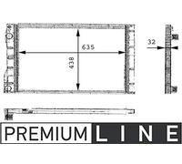 MAHLE Radiador refrigeración del motor Caja de cambios manual Ancho de red 438mm Longitud de red 635mm Profundidad de red 32mm CR 480 000P