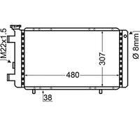 MAHLE Radiador refrigeración del motor Transmisión automática Caja de cambios manual Ancho de red 307mm Longitud de red 480mm Profundidad de red 38mm compatible con RENAULT Fuego Hatchback CR 143 000S