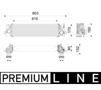 MAHLE Refrigerador de aire de carga para Volvo V60 II 2.0 T4, V90