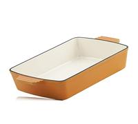 Mahlzeit Cazuela Rectangular de Hierro Fundido Esmaltado Sunny Orange | 3,8 Litros | Recipiente para Lasaña, Platos para Horno, Fuente para Horno | Molde para Gratinar | Fuente de Cocinar