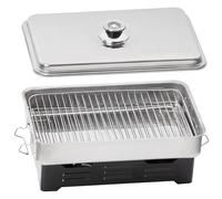 Mahlzeit Horno de Mesa para Ahumar con 2 Niveles de Acero Inoxidable | 47 x 27,5 x 20,5 cm | Ahumador de Acero Inoxidable | Caja para Ahumar, Horno de Pescado | Ahumador con 2 Quemadores