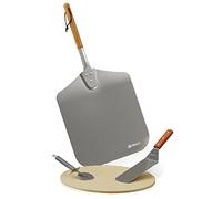 Mahlzeit Juego de Accesorios para Pizza I 4 Piezas I Con Piedra para Pizza, Pala, Cortador y Espátula I Para Horno y Parrilla