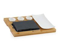 Mahlzeit - Juego de piedra de lava | Set con piedra caliente, plato y tabla de madera de bambú práctico | Steak Stone, piedra caliente bistec, piedra para tostar (modelo 1-4 piezas)