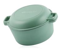 Mahlzeit Kazan con Asas y Tapa de Hierro Fundido Esmaltado | 6,9 litros | Color Menta | Cacerola apta para Inducción | Olla para Hornear Pan