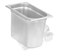 Mahlzeit Recipiente GN 1/4, altura de 200 mm, acero inoxidable, recipiente gastronómico, recipiente gastronorm, recipiente térmico, apto para calentadores de alimentos, platos chafing y Bain Maries