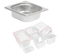 Mahlzeit Recipiente GN 1/6 | Altura 65 mm | Contenedor gastronómico de acero inoxidable | Contenedor Gastronorm, recipiente para gastronomía, recipiente de calor, adecuado para calentadores de