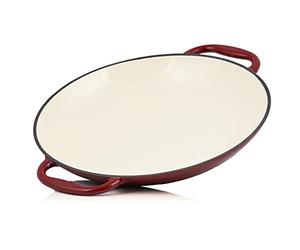 Mahlzeit Sartén esmaltada para paella | Ø 35 cm | Dark Cherry | Sartén de hierro fundido con dos asas | Sartén parrilla, paella paellera, sartén para paellera, sartén para horno, sartén para parrilla