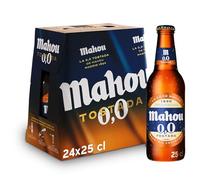 Mahou 0,0 Tostada, Pack de 24 Botellas x 25 cl, Cerveza Sin Alcohol, Refrescante, Ligera y Suave, Sabor Auténtico de Cerveza, 0.0% Vol Alcohol