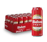 Mahou 5 Estrellas, Cerveza Lager Dorada, Pack 24 Latas x 50cl