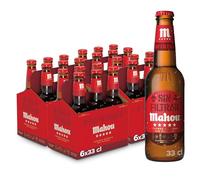 Mahou Cinco Estrellas Sin Filtrar, Lager Dorada con Sabor Intenso y Textura Sedosa, Pack de 24 Botellas x 33cl, 5,5% Vol Alcohol