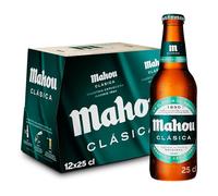 Mahou Clásica, Pack 12 Botellas x 25cl, Cerveza Dorada Lager, Auténtica Cerveza Mahou Con Sabor Suave, Refrescante y Con Espuma Consistente, 4.8% Vol. Alcohol