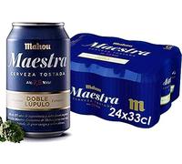 Mahou Maestra Doble Lúpulo, Pack de 24 Latas x 33 erveza Tostada Lager, Sabor Intenso y Espuma Cremosa, 7.5% Volumen de Alcohol