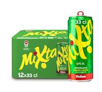 Mahou Mixta, Pack de 12 Latas x 33 cl, Combinación de Cerveza Mahou 5 Estrellas Con Limón, Sabor Ligero y Refrescante, 0.9% de Alcohol