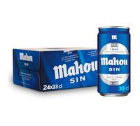 Mahou Sin, Pack 24 Latas x 33 erveza Sin Alcohol, Cerveza Mahou 0.0, Auténtico Sabor Cervecero Lager, Refrescante, Cerveza 0.0% Vol. Alcohol
