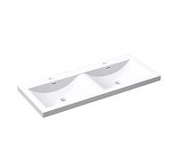 Mai & Mai Col03 - Lavabo empotrable (2 lavabos, mineral fundido, rectangular, 2 orificios para salpicadero, función de rebosadero, 144 x 48 x 12 cm)