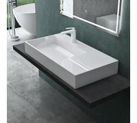 Mai & Mai Col12-Lavabo de encimera izquierda 90x48x13 cm en mineral fundido blanco sin rebosadero